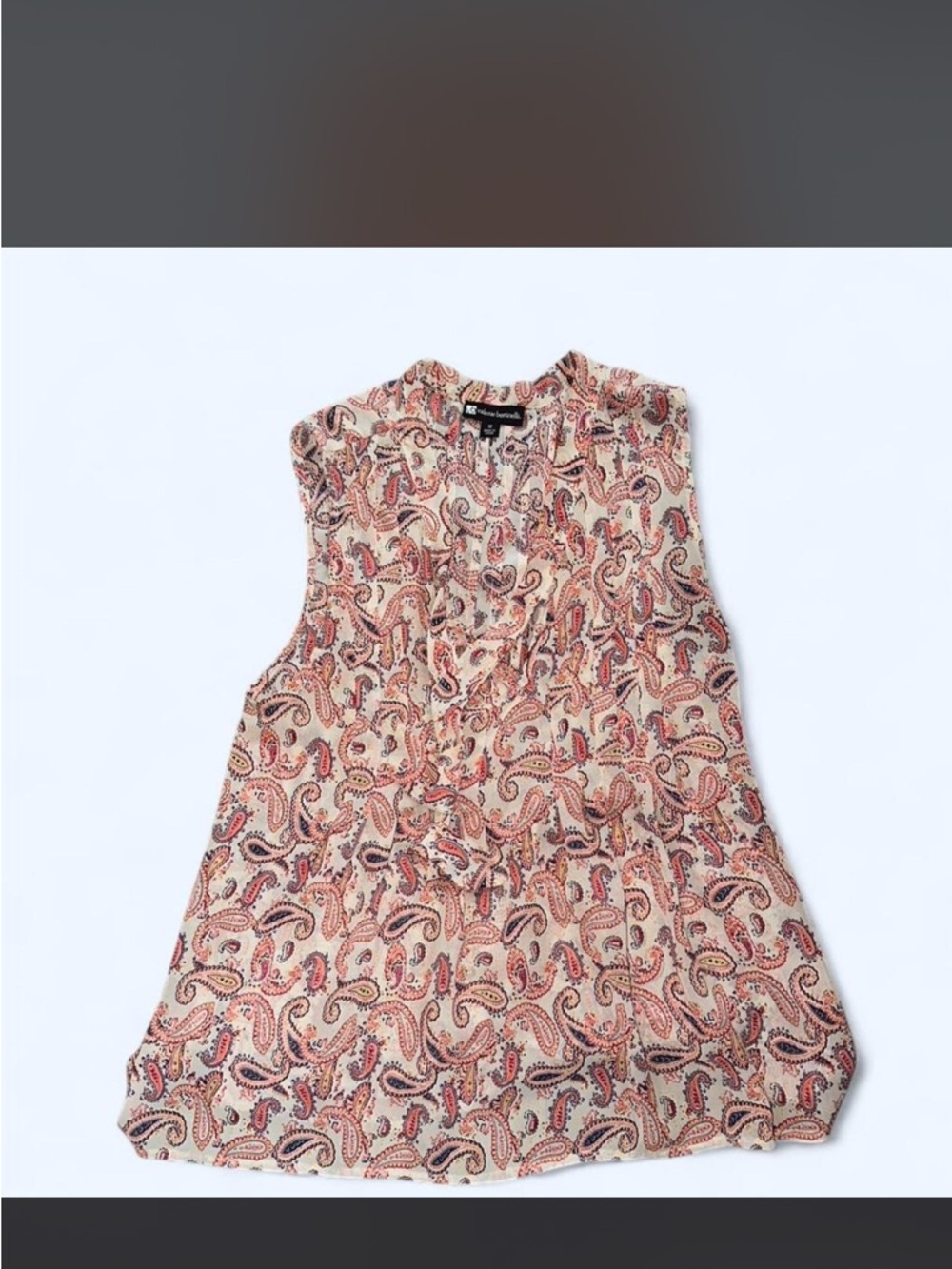 Valerie Bertinelli Multicolor Paisley Top Sheer Sleeveless
